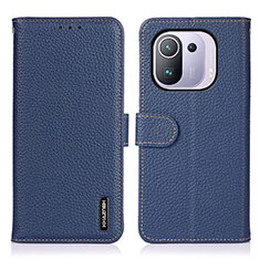 Funda de Cuero Cartera con Soporte Carcasa B01H para Xiaomi Mi 11 Pro 5G Azul