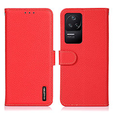 Funda de Cuero Cartera con Soporte Carcasa B01H para Xiaomi Poco F4 5G Rojo