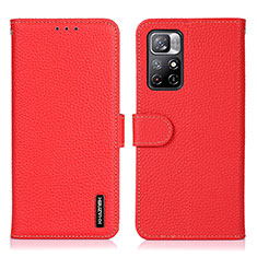 Funda de Cuero Cartera con Soporte Carcasa B01H para Xiaomi Poco M4 Pro 5G Rojo