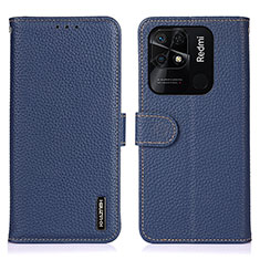 Funda de Cuero Cartera con Soporte Carcasa B01H para Xiaomi Redmi 10C 4G Azul