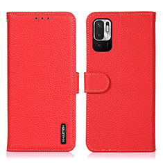 Funda de Cuero Cartera con Soporte Carcasa B01H para Xiaomi Redmi Note 10 JE 5G Rojo
