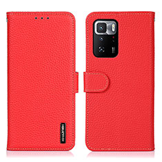 Funda de Cuero Cartera con Soporte Carcasa B01H para Xiaomi Redmi Note 10 Pro 5G Rojo