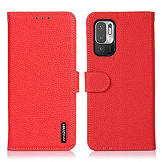 Funda de Cuero Cartera con Soporte Carcasa B01H para Xiaomi Redmi Note 10T 5G Rojo