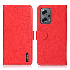 Funda de Cuero Cartera con Soporte Carcasa B01H para Xiaomi Redmi Note 11T Pro 5G Rojo