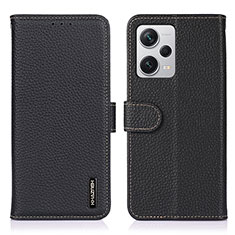 Funda de Cuero Cartera con Soporte Carcasa B01H para Xiaomi Redmi Note 12 Pro+ Plus 5G Negro