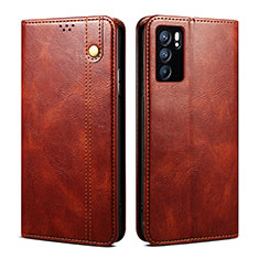 Funda de Cuero Cartera con Soporte Carcasa B01S para Oppo Reno6 Pro 5G India Marron