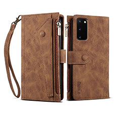 Funda de Cuero Cartera con Soporte Carcasa B01S para Samsung Galaxy S20 5G Marron