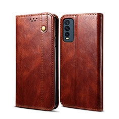 Funda de Cuero Cartera con Soporte Carcasa B01S para Vivo Y12s Marron