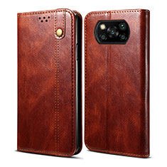 Funda de Cuero Cartera con Soporte Carcasa B01S para Xiaomi Poco X3 NFC Marron