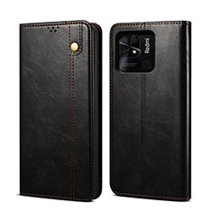 Funda de Cuero Cartera con Soporte Carcasa B01S para Xiaomi Redmi 10 India Negro