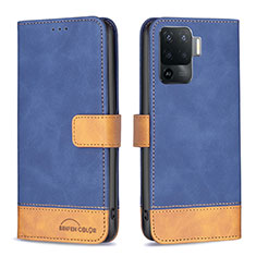 Funda de Cuero Cartera con Soporte Carcasa B02F para Oppo A94 4G Azul