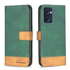 Funda de Cuero Cartera con Soporte Carcasa B02F para Oppo Reno7 5G Verde