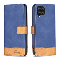 Funda de Cuero Cartera con Soporte Carcasa B02F para Samsung Galaxy A12 Nacho Azul
