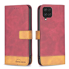 Funda de Cuero Cartera con Soporte Carcasa B02F para Samsung Galaxy A12 Nacho Rojo