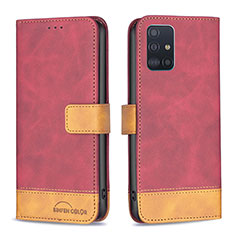 Funda de Cuero Cartera con Soporte Carcasa B02F para Samsung Galaxy A51 4G Rojo