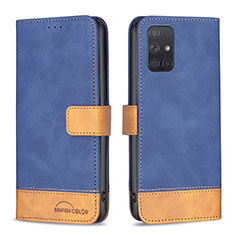 Funda de Cuero Cartera con Soporte Carcasa B02F para Samsung Galaxy A71 4G A715 Azul