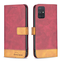 Funda de Cuero Cartera con Soporte Carcasa B02F para Samsung Galaxy A71 4G A715 Rojo