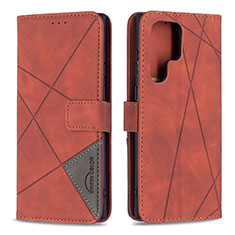 Funda de Cuero Cartera con Soporte Carcasa B02F para Samsung Galaxy S22 Ultra 5G Marron