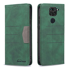 Funda de Cuero Cartera con Soporte Carcasa B02F para Xiaomi Redmi Note 9 Verde