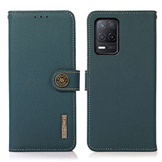 Funda de Cuero Cartera con Soporte Carcasa B02H para Realme 8 5G Verde