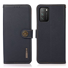 Funda de Cuero Cartera con Soporte Carcasa B02H para Xiaomi Poco M3 Azul