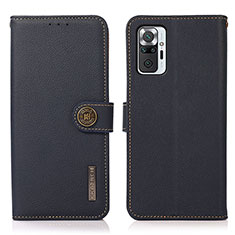 Funda de Cuero Cartera con Soporte Carcasa B02H para Xiaomi Redmi Note 10 Pro 4G Azul