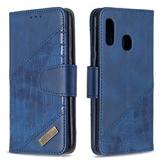 Funda de Cuero Cartera con Soporte Carcasa B03F para Samsung Galaxy A20e Azul