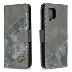 Funda de Cuero Cartera con Soporte Carcasa B03F para Samsung Galaxy A42 5G Gris Oscuro