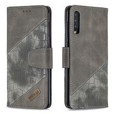 Funda de Cuero Cartera con Soporte Carcasa B03F para Samsung Galaxy A50S Gris Oscuro