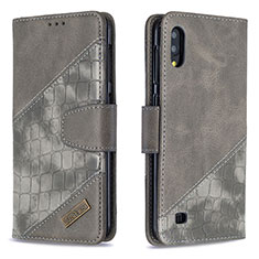 Funda de Cuero Cartera con Soporte Carcasa B03F para Samsung Galaxy M10 Gris Oscuro