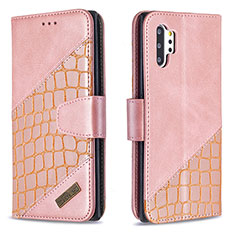 Funda de Cuero Cartera con Soporte Carcasa B03F para Samsung Galaxy Note 10 Plus 5G Oro Rosa