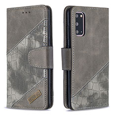 Funda de Cuero Cartera con Soporte Carcasa B03F para Samsung Galaxy S20 5G Gris Oscuro