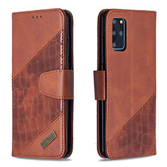 Funda de Cuero Cartera con Soporte Carcasa B03F para Samsung Galaxy S20 Plus 5G Marron