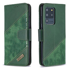 Funda de Cuero Cartera con Soporte Carcasa B03F para Samsung Galaxy S20 Ultra Verde