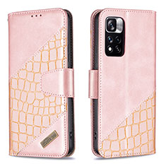 Funda de Cuero Cartera con Soporte Carcasa B03F para Xiaomi Mi 11i 5G (2022) Oro Rosa