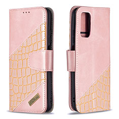 Funda de Cuero Cartera con Soporte Carcasa B03F para Xiaomi Poco M3 Oro Rosa