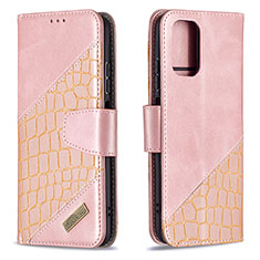 Funda de Cuero Cartera con Soporte Carcasa B03F para Xiaomi Redmi Note 10 4G Oro Rosa