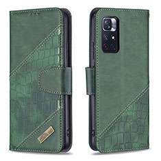 Funda de Cuero Cartera con Soporte Carcasa B03F para Xiaomi Redmi Note 11 5G Verde