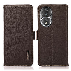 Funda de Cuero Cartera con Soporte Carcasa B03H para Huawei Honor 80 5G Marron