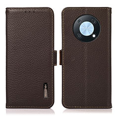 Funda de Cuero Cartera con Soporte Carcasa B03H para Huawei Nova Y90 Marron