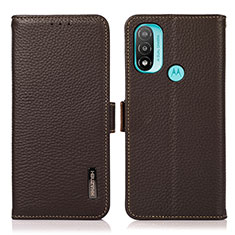 Funda de Cuero Cartera con Soporte Carcasa B03H para Motorola Moto E30 Marron