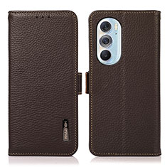 Funda de Cuero Cartera con Soporte Carcasa B03H para Motorola Moto Edge Plus (2022) 5G Marron