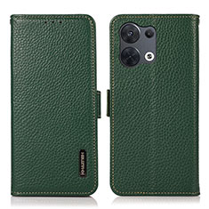 Funda de Cuero Cartera con Soporte Carcasa B03H para Oppo Reno9 Pro 5G Verde