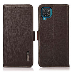 Funda de Cuero Cartera con Soporte Carcasa B03H para Samsung Galaxy F12 Marron