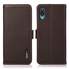 Funda de Cuero Cartera con Soporte Carcasa B03H para Samsung Galaxy M02 Marron