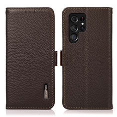 Funda de Cuero Cartera con Soporte Carcasa B03H para Samsung Galaxy S21 Ultra 5G Marron