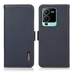 Funda de Cuero Cartera con Soporte Carcasa B03H para Vivo V25 Pro 5G Azul