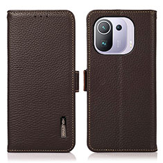 Funda de Cuero Cartera con Soporte Carcasa B03H para Xiaomi Mi 11 Pro 5G Marron