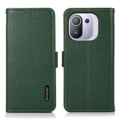 Funda de Cuero Cartera con Soporte Carcasa B03H para Xiaomi Mi 11 Pro 5G Verde