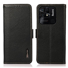 Funda de Cuero Cartera con Soporte Carcasa B03H para Xiaomi Redmi 10 India Negro